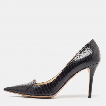 Pre Owned Jimmy Choo Black Elaphe Alia Pumps Size 40