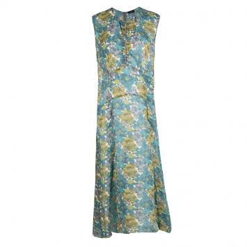 Pre Owned Joseph Watercolor Floral Printed Silk Sleeveless Battersea Dress M