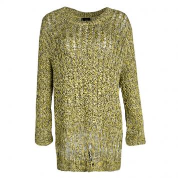 Pre Owned Joseph Mulitcolor Fatigue Deconstructed Chunky Cable Knit Pullover XL