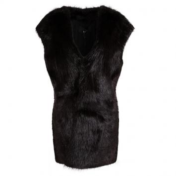 Pre Owned Joseph Burgundy Castor Fur Long Gigi Vest L