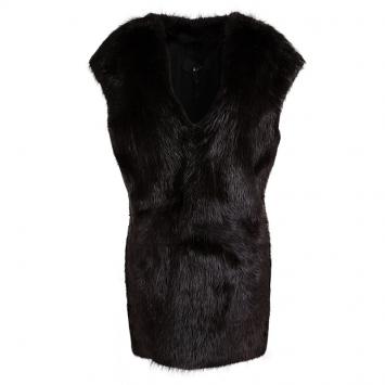 Pre Owned Joseph Burgundy Castor Fur Long Gigi Jacket L
