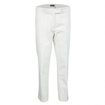 Pre Owned Joseph Off White Light Cotton Finley Straight Fit Trousers L
