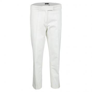 Pre Owned Joseph Off White Light Cotton Finley Straight Fit Trousers L