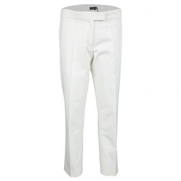 Pre Owned Joseph Off White Light Cotton Finley Straight Fit Trousers L