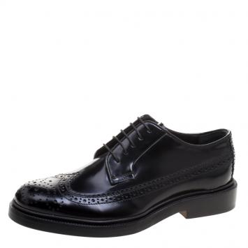 Pre Owned Joseph Black Brogue Leather Dennis Lace Up Derby Size 36