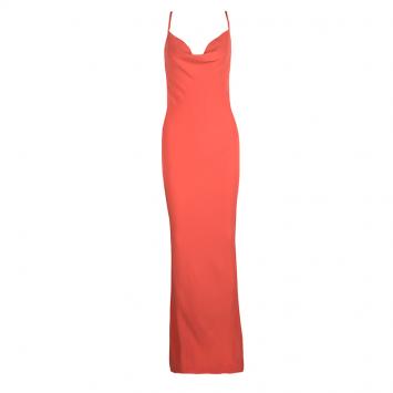 Pre Owned Joseph Orange Silk Couture Basel Bias Cut Silk Crepe Maxi Dress M