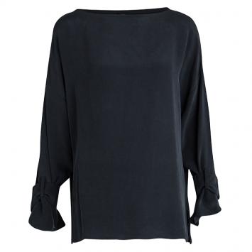 Pre Owned Joseph Grey Long Sleeve Matt Silk Erin Top L