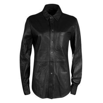Pre Owned Joseph Black Lambskin Glove Leather Garcon Shirt M