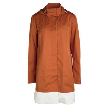 Pre Owned Joseph Orange Techno Taffeta Contrast Trim Hooded Zero Jacket S