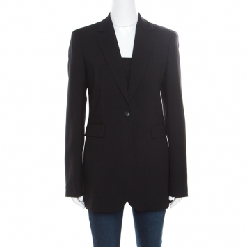 Pre Owned Joseph Black Stretch Wool Single Button Laurent Blazer M