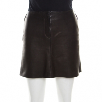 Pre Owned Joseph Brown Minnie Nappa Matte Lamb Leather Skirt M