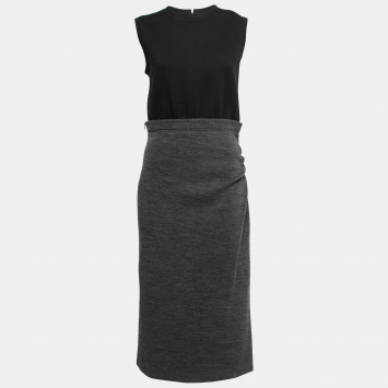Pre Owned Joseph Black/Grey Double Jersey Ellis Sleeveless Maxi Dress M 