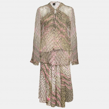 Pre Owned Just Cavalli Multicolor Animal Print Skirt Set M