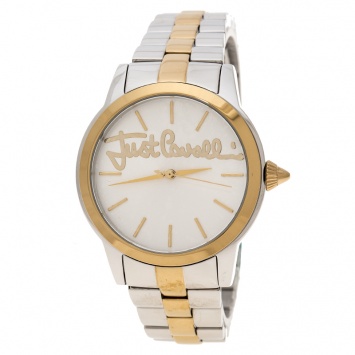 Pre Owned Just Cavalli Silver White Gold Tone Stainless Steel JC1L006M0125 Women's Wristwatch 36 mm
