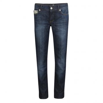 Pre Owned Just Cavalli Indigo Dark Wash Faded Effect Denim Straight Fit Jeans M