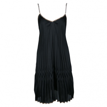 Pre Owned Just Cavalli Black Plisse Crystal Strap Slip Dress M