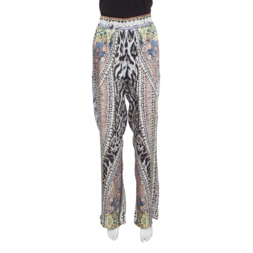 Pre Owned Just Cavalli Multicolor Printed Elasticized Waist High Rise Loose Pants M