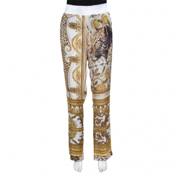 Pre Owned Just Cavalli Multicolor Baroque Printed Wide Leg Trousers M