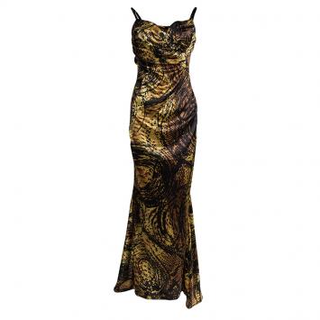 Pre Owned Just Cavalli Multicolor Animal Printed Asymmetric Hem Gown L
