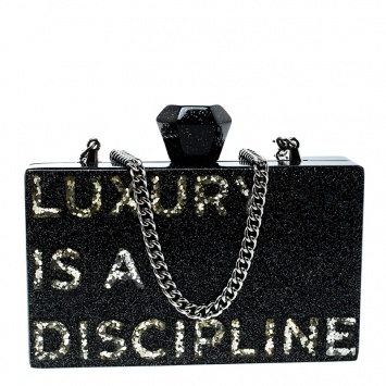 Pre Owned Karl Lagerfeld Black Acrylic Luxury Is A Discipline Box Clutch