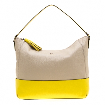 Pre Owned Kate Spade Beige/Yellow Leather Southport Avenue Hobo