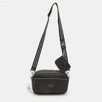 Pre Owned Kate Spade Black Pebbled Leather Rosie Flap Camera Bag