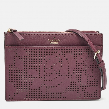Pre Owned Kate Spade Purple Leather Cameron Street Clarise Crossbody Bag  