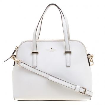 Pre Owned Kate Spade White Leather Cedar Street Maise Satchel