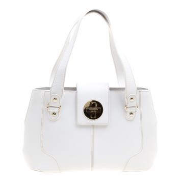 Pre Owned Kate Spade White Leather Turnlock Satchel