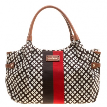 Pre Owned Kate Spade Brown Monochrome Printed Canvas and Leather Stevie Bag