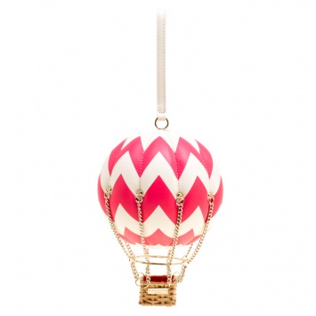 Pre Owned Kate Spade White/Fuchsia Leather Flights of Fancy Balloon Clutch