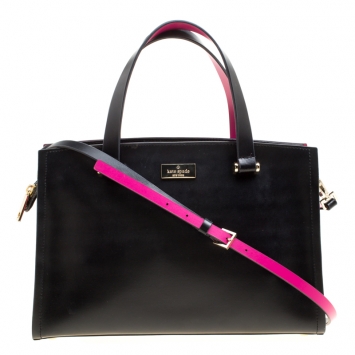 Pre Owned Kate spade Black/Pink Leather Top Handle Bag