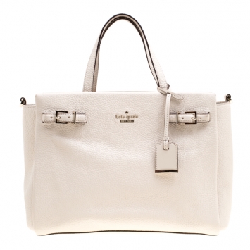 Pre Owned Kate Spade Off White Leather Top Handle Bag