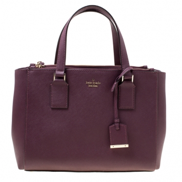 Pre Owned Kate Spade Burgundy Leather Cameron Street Teegan Top Handle Bag