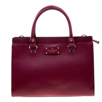Pre Owned Kate Spade Magenta Leather Wellesley Durham Top Handle Bag