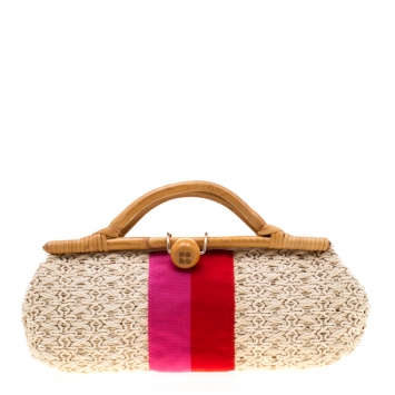 Pre Owned Kate Spade Tri Color Woven Fabric Selby Napoli Clutch