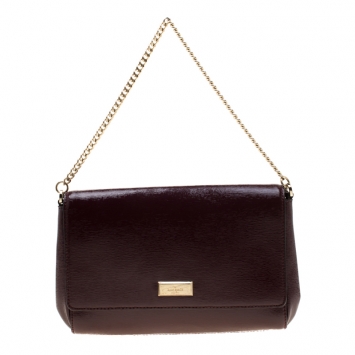 Pre Owned Kate Spade Burgundy Patent Leather Greer Bixby Place Crossbody Bag