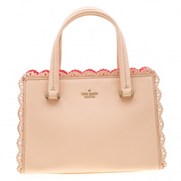 Pre Owned Kate Spade Beige Leather Perforated Lace Satchel