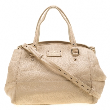 Pre Owned Kate Spade Beige Leather Satchel Bag
