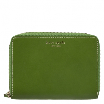 Pre Owned Kate Spade Green Leather Small Zip Around Wallet