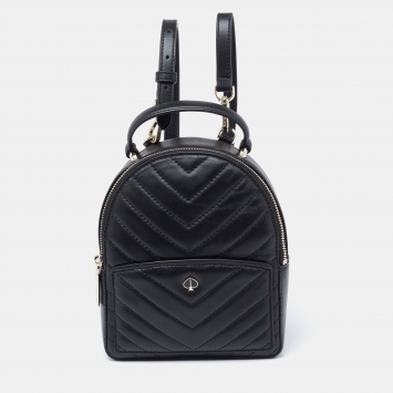 Pre Owned Kate Spade Black Quilted Leather Mini Polly Backpack