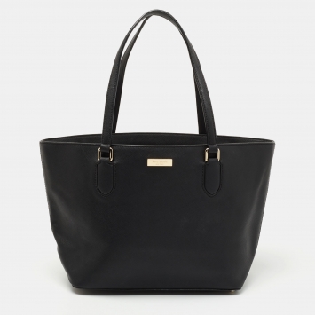 Pre Owned Kate Spade Black Leather Zip Tote