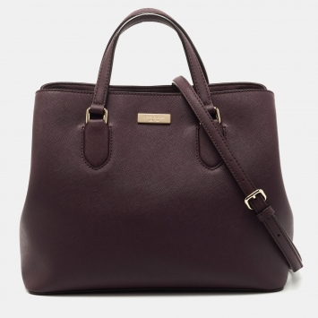 Pre Owned Kate Spade Plum Leather Laurel Way Evangelie Tote  