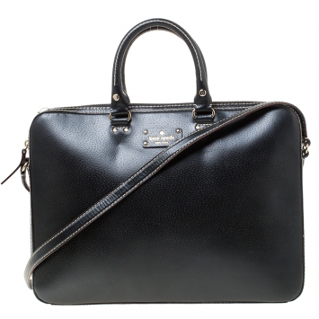 Pre Owned Kate Spade Black Leather Wellesley Laptop Bag