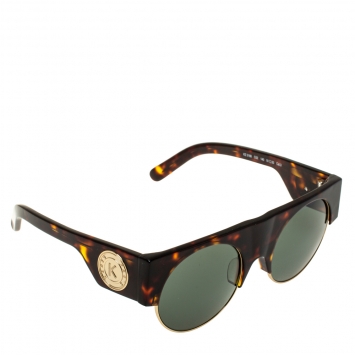 Pre Owned Kenzo Brown Tortoise/Green KZ3188 Round Sunglasses