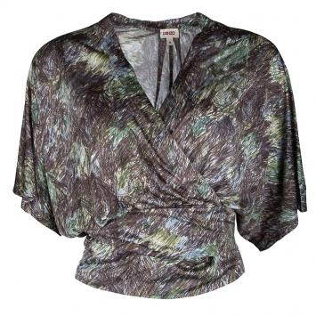 Pre Owned Kenzo Multicolor Scribble Printed Silk Jersey Wrap Shrug M