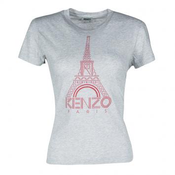 مملوكة مسبقًا Kenzo Grey Eiffel Tower Print T-Shirt M