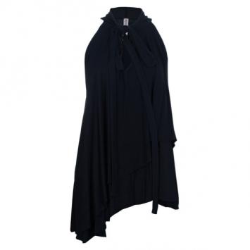 Pre Owned Kenzo Black Draped Asymmetric Top M