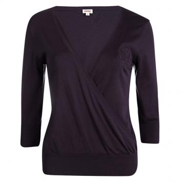 مملوكة مسبقًا Kenzo Purple Cotton Knit Crossover Top M