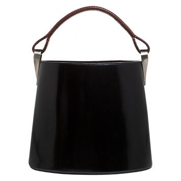 Pre Owned Kenzo Black Patent Leather Pagodon Bucket Bag